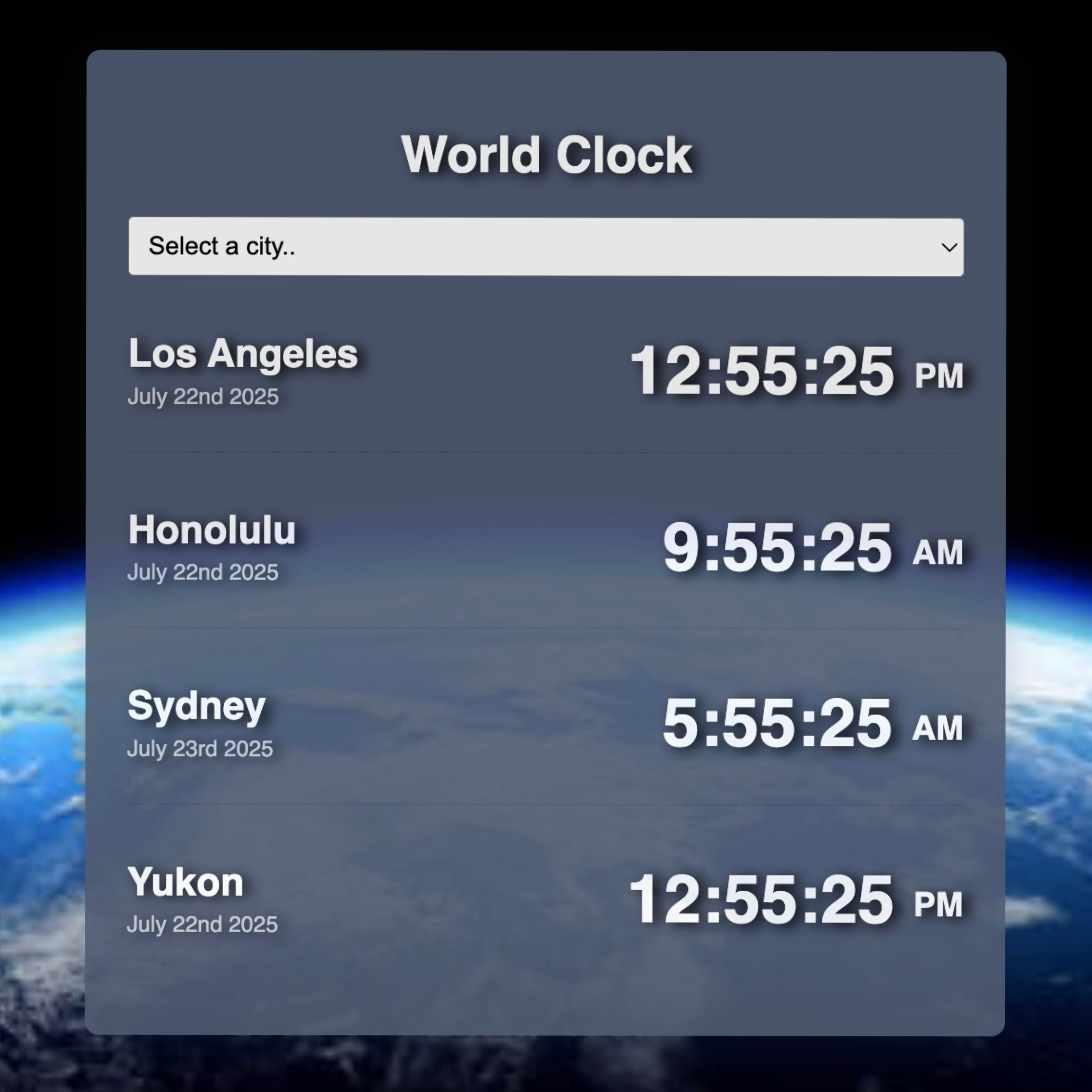 World clock app preview